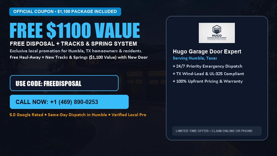 FREE Old Door Haul-Away & Heavy-Duty Tracks in Humble, TX - Hugo Garage Door Expert